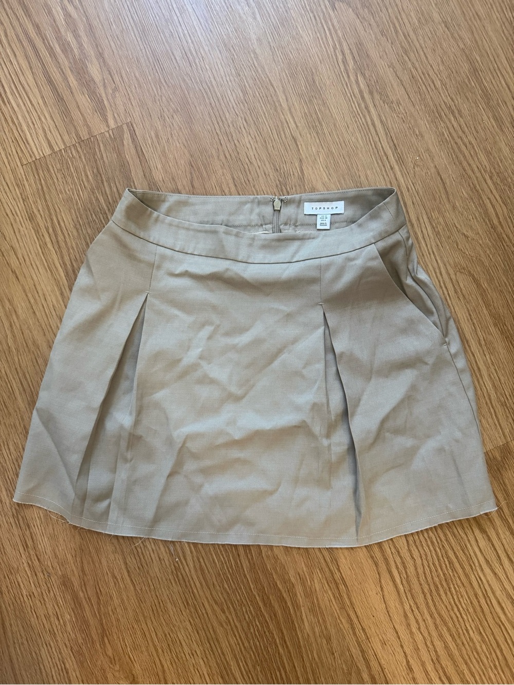 Topshop Beige Pleated Skater Skirt